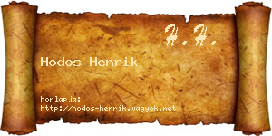 Hodos Henrik névjegykártya